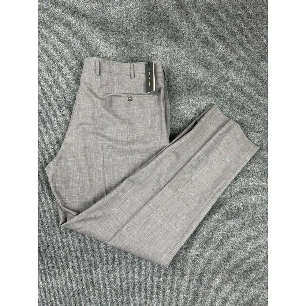 NWT J.Hilburn Dress‎ Pants 40 x 31 Gray Blue Plaid Wool Vitale Barberis Canonico